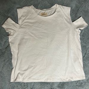 Hollister open shoulder white shirt